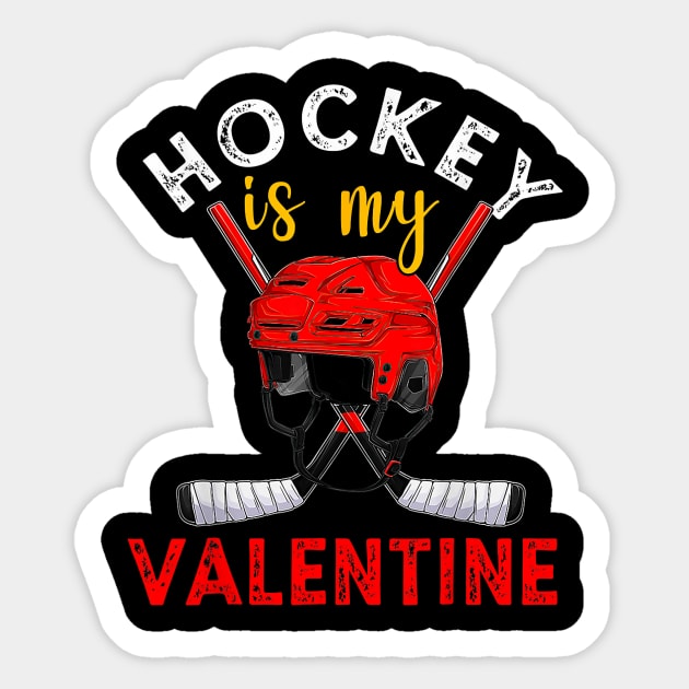 Hockey Is My Valentine Hockey Lover Valentines Day Mens Boys Sticker by Neldy